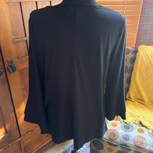 I. N. Studio 3/4 Sleeve Black Ribbed Top Size Large - Picture 5 of 7
